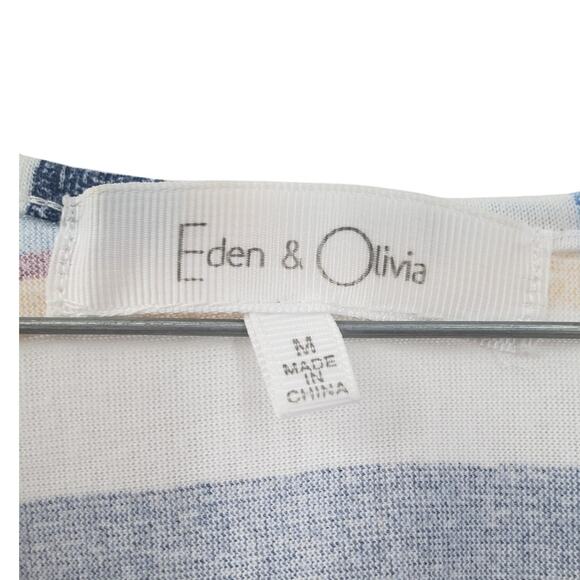 EDEN & OLIVIA Striped 3/4 Sleeve Top Womens Size Medium M - Picture 3 of 4